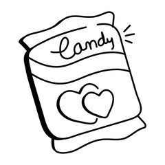 Doodle style icon of candy packaging 

