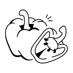 Capsicum icon designed in doodle style 

