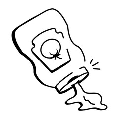 Ketchup bottle icon in doodle style 

