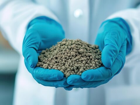 Lab worker conducting sieve analysis on fine aggregates for particle size distribution, Fine aggregate sieve analysis, Granular distribution study