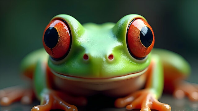 rrd eyed tree frog portrait background