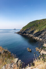 South cornwall coast cliffs and English channel