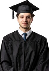 Portrait of a young male graduated from university isolated on transparent background