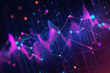 Vibrant abstract data visualization showcasing colorful chart patterns and digital sound waves