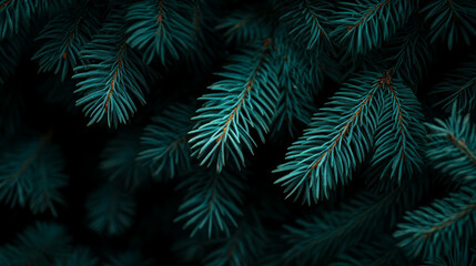 dark green spruce branches dark background