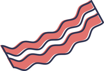 Illustration of a wavy bacon strip symbolizing breakfast and savory flavors.