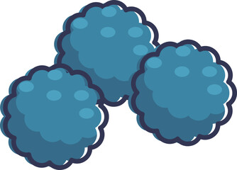 Three stylized blackberries symbolize freshness and natural sweetness.