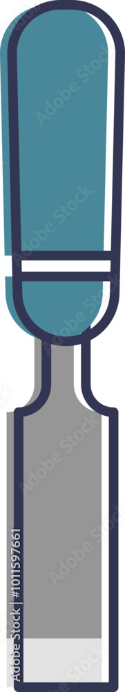 Poster illustration of a chisel with a blue handle, symbolizing precision and craftsmanship.