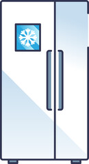 Illustration of a double door freezer with a snowflake symbol, symbolizing cold storage.