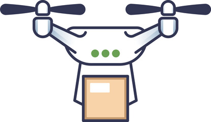 Illustration of a drone carrying a package, symbolizing modern delivery solutions.