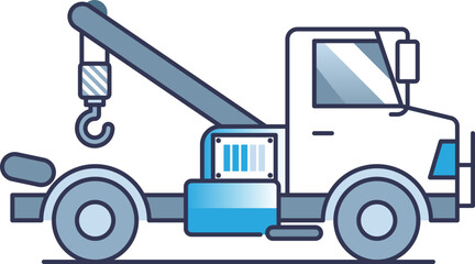 Illustration of an electric tow truck with a hook, symbolizing eco-friendly towing solutions.