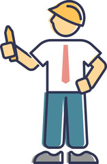 Illustration of an engineer holding a pencil, symbolizing creativity and technical design.