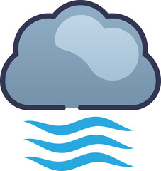 Cloud with waves symbolizes fogcloud technology and data flow.