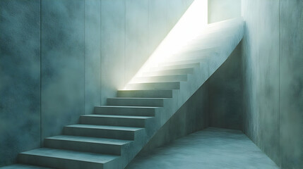 Obraz premium Concrete Stairway with Light Shining Through Illustration