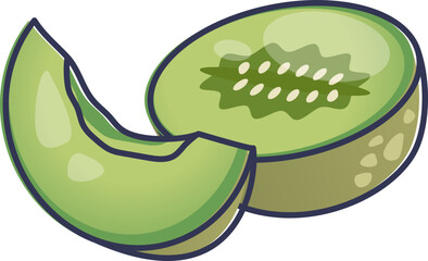 Illustration of sliced honeydew melon, highlighting freshness and sweetness.