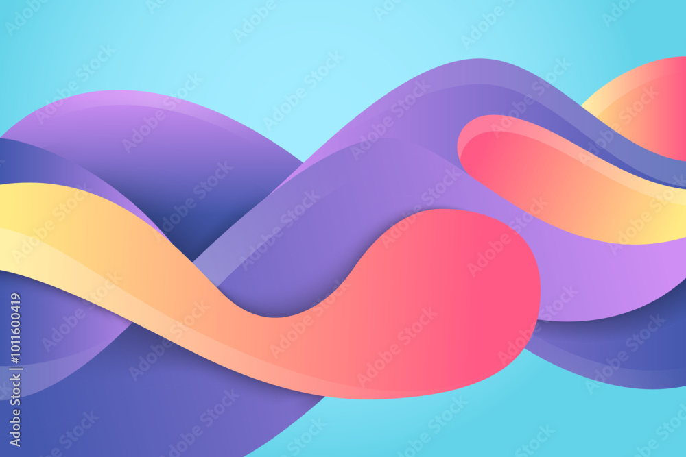 Poster 3d fluid wavy shape. bright cloudy futuristic background. vibrant gradient flow in abstract sound wa