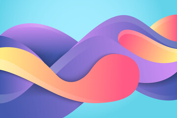 3D fluid wavy shape. Bright cloudy futuristic background. Vibrant gradient flow in abstract sound waves. Dynamic liquid texture. Creative vector template for trendy cover design. horizontal layout.