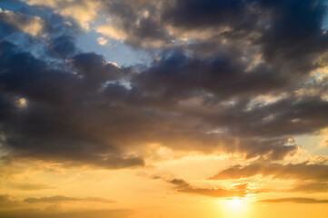 Beautiful sky and clouds autumn sunset background
