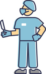 Illustration of a surgeon holding a scalpel, symbolizing precision and medical expertise.