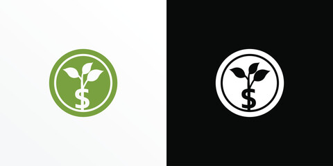 Dollar sprout, Funding logo, Growing money symbol vector illustration