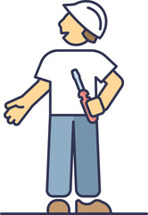 Cartoon technician with hard hat and screwdriver, symbolizing readiness and expertise.