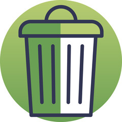 Illustration of a green trash bin symbolizing waste management and recycling.