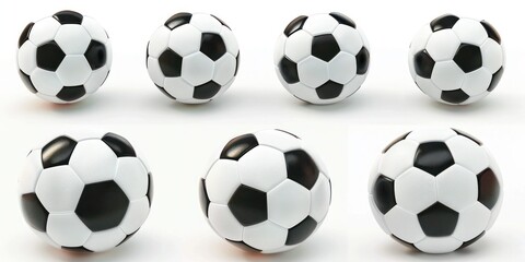 Set of soccer or football balls isolated on white background