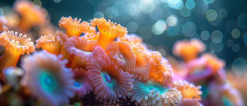 Images of marine life show surreal underwater ocean coral reefs with exotic animals.
