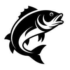 Big bass fish black silhouette for fishing logo design vector illustration