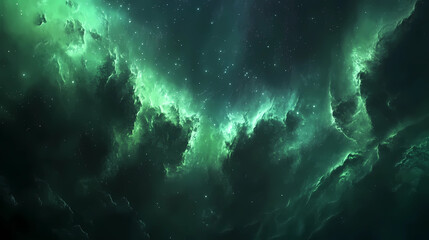 Fototapeta premium Ethereal Glow: Witnessing the Strong Aurora Borealis Dance Across the Horizon