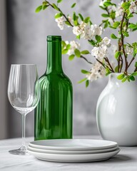 Elegant Table Setting with Flowers and Tableware