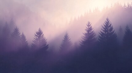 Fototapeta premium Misty forest landscape at dawn