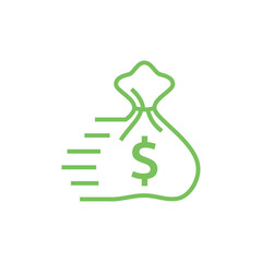 Fast Money bag, Money bag dollar logo.