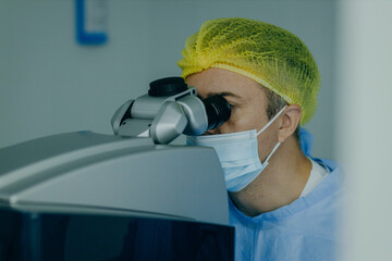 Eye surgery in a modern clinic. Vision correction