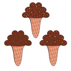 Ice Cream Cookies Illustration. Biskut Aiskrim Illustration