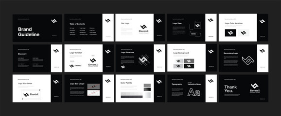 Modern Brand Guidelines Poster. Brand Identity Presentation Templates. Vector Illustration.