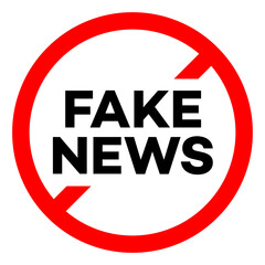 Fake news and round prohibitory sign. Vector 10 eps