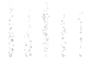 Oxygen air bubbles  flow  in water on white  background.