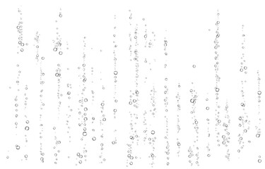 Oxygen air bubbles  flow  in water on white  background.