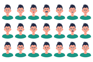 Portraits of man. Boy Avatar.  Male emotions.