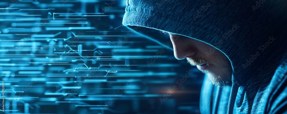 Poster virtual sabotage unleashed - blackhat hacker exposing hidden pathways and spreading digital virus th