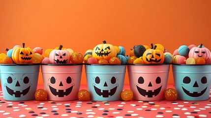 Candy buckets brimming along the border