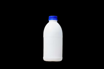 1 litre big white bottle isolated on black background