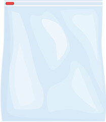 Empty transparent plastic zipper bag with red slider is lying on a surface
