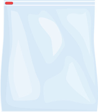 Empty transparent plastic zipper bag with red slider is lying on a surface