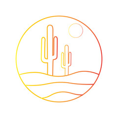 cactus and sun icon inside circle
