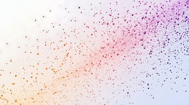 A white background with orange and purple dots scattered across the surface. The orange dots are on the left side and the purple dots are on the right side.