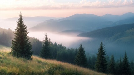 Obraz premium Misty Mountain Sunrise