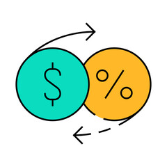 money percentage return line icon vector. money percentage return sign. isolated symbol illustration