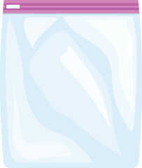 This illustration shows an empty transparent plastic bag with a pink zipper, useful for various storage and packaging concepts